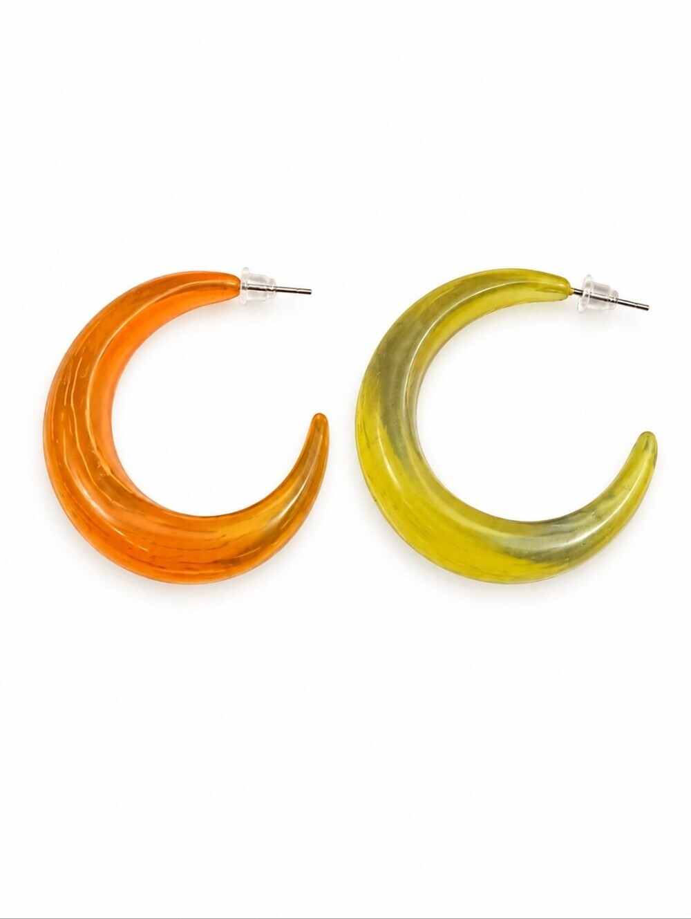 VTG 1980s Mismatched Neon Acrylic Chunky Festival Hoop Earrings